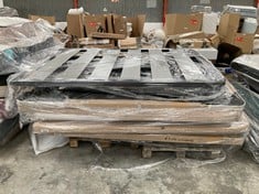 PALLET INCLUDING A VARIETY OF BED BASES, UPHOLSTERED BASES AND HEADBOARDS (MAY BE BROKEN OR INCOMPLETE).