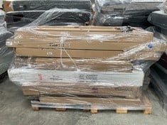 PALLET OF ASSORTED FURNITURE INCLUDING AN UNSPECIFIED BRANDED METAL SHOE RACK (MAY BE BROKEN OR INCOMPLETE).