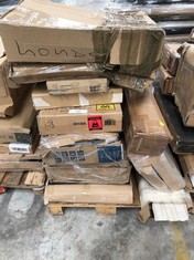 PALLET OF ASSORTED FURNITURE INCLUDING 2 DOOR MULTI-PURPOSE HANGING CUPBOARD (MAY BE BROKEN OR INCOMPLETE).