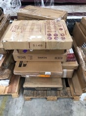 PALLET OF ASSORTED FURNITURE INCLUDING INTERLINK WALL DISPLAY CASE (MAY BE BROKEN OR INCOMPLETE).