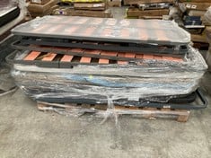 PALLET INCLUDING A VARIETY OF BED BASES, UPHOLSTERED BASES AND HEADBOARDS (MAY BE BROKEN OR INCOMPLETE).