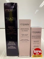 COLLECTION OF BY TERRY MOISTURIZING CC CREAM MULTI-TASKING SHEER TINTED CREAM 40G TO INCLUDE BY TERRY TEA TO TAN FACE 7 BODY HYDRA-BRONZE SHAKER SPRAY ALLOVER WATER-MIST 100ML TOTAL RRP £150