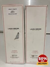 2 X LAURA MERCIER AMBRE VANILLE EXFOLIATING BODY WASH 200ML TOTAL RRP £78