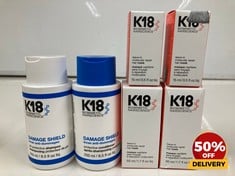 COLLECTION OF K18 TO INCLUDE BIOMIMETIC HAIR SCIENCE LEAVE IN HAIR MASK 15ML  BIOMIMETIC HAIR SCIENCE DAMAGE SHIELD  PROTECTIVE CONDITIONER 250ML RRP £126