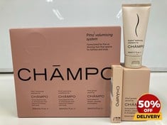 COLLECTION OF CHAMPO TO INCLUDE PITTA VOLUMISING SYSTEM 260ML  30ML KAPHA BALANCING SHAMPOO 50ML RRP £119