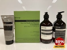 COLLECTION OF AESOP TO INCLUDE EQUALISING SHAMPOO 500ML REDEMPTION BODY SCRUB 180ML RRP £128