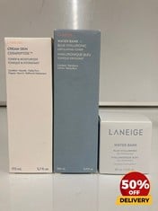 COLLECTION OF LANEIGE WATER BANK EXFOLIATING TONER 160ML WATER BANK BLUE HYALURAONIC GEL MOISTURIZER 50ML RRP £77