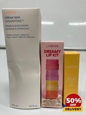 COLLECTION OF LANEIGE TO INCLUDE LIP GLOW BALM PEACH 10G DREAMY LIP KIT 3G RRP £70