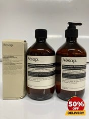 COLLECTION OF AESOP TO INCLUDE RESURRECTION AROMATIQUE HAND WASH 500ML ANTI-ODOUR DROPS 100ML RRP £75