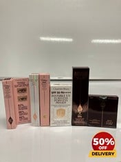 COLLECTION OF CHARLOTTE TILBURY TO INCLUDE GLOWGASM BEAUTY LIGHT WAND 12ML INVISIBLE UV FLAWLESS PORELESS PRIMER 30ML RRP £122