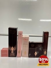 COLLECTION OF CHARLOTTE TILBURY TO INCLUDE PILLOW TALK EYES TO MESMERISE 7ML HOLLYWOOD CONTOUR WAND FAIR MEDIUM 12ML TOTAL RRP £103