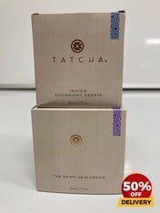 COLLECTION OF TATCHA TO INCLUDE THE DEWY SKIN CREAM 50ML INDIGO OVERNIGHT REPAIR 50ML RRP £144