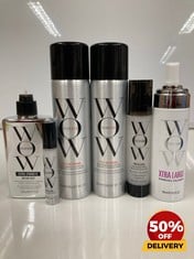 COLLECTION OF WOW COLOUR WOW PERFORMANCE-ENHANCING TEXTURE + FINISHING SPRAY 262ML TO INCLUDE WOW COLOUR WOW XTRA LARGE BOMBSHELL VOLUMIZER 195ML TOTAL RRP £140