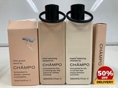 COLLECTION OF CHAMPO TO INCLUDE GROWTH SERUM 50ML BALANCING SHAMPOO 260ML RRP £102