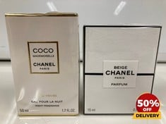 CHANEL PARIS COCO MADEMOISELLE EAU POUR LA NUIT 50ML & CHANEL PARIS BEIGE PARFUM 15ML (SEALED UNIT) TOTAL RRP £243