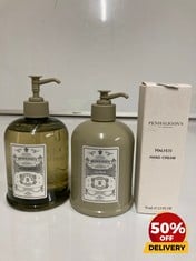 COLLECTION OF ITEMS TO INCLUDE PENHALIGONS ENDYMION BODY AND HAND WASH 500ML PENHALIGON HALFETI HAND CREAM 75ML TOTAL RRP £120