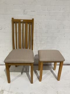 HALLOWOOD OAK AND CREME DINING CHAIR & STOOL RRP £135