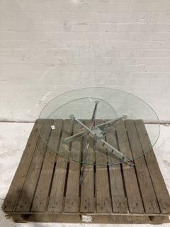 HALLOWOOD ROUND GLASS TABLE WITH METAL LEGS RRP £117