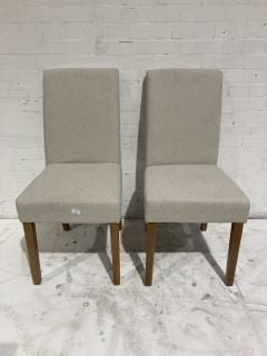 HALLOWOOD CREME FABRIC WOODEN DINING CHAIRS PAIR RRP £110