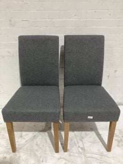 HALLOWOOD GREY FABRIC WOODEN DINING CHAIRS PAIR RRP £110