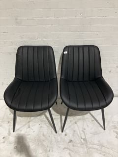 HALLOWOOD BLACK DINNING CHAIRS WITH METAL LEGS PAIR RRP £150