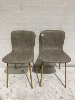 HALLOWOOD GREY FAUX LEATHER CHAIRS WITH OAK LEGS RRP £96