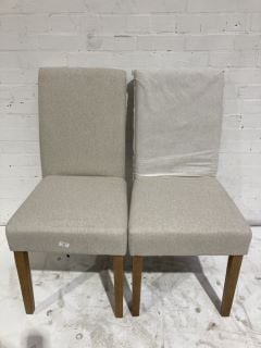 HALLOWOOD CREME FABRIC WOODEN DINING CHAIRS PAIR RRP £110