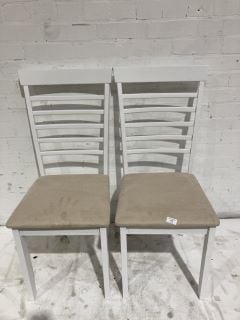 HALLOWOOD WHITE WOODEN CHAIRS PAIR RRP £106