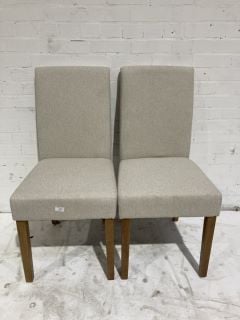 HALLOWOOD CREME FABRIC WOODEN DINING CHAIRS PAIR RRP £110