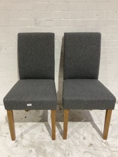 HALLOWOOD GREY FABRIC WOODEN DINING CHAIRS PAIR RRP £110