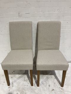 HALLOWOOD CREME FABRIC WOODEN DINING CHAIRS PAIR RRP £110