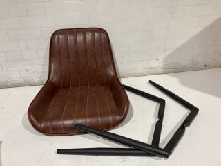 A SET OF BROWN DINING CHAIRS LEATHER 74X49X55CM