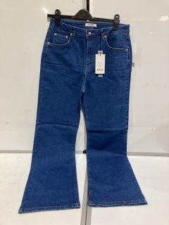 BOX OF PREMIUM DESIGNER APPAREL TO INCLUDE NAKED MID BLUE STRAIGHT LEG HIGH WAIST JEANS SIZE 12