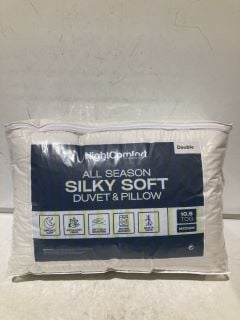 BOX OF BEDDING TO INCLUDE ALL SEASON SILKY SOFT DUVET & PILLOW