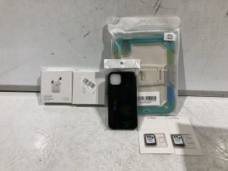 BOX OF ITEMS TO INCLUDE WIRELESS HEADPHONES W/ WIRELESS CHARGER CASE