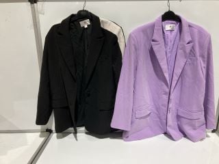 BOX OF PREMIUM DESIGNER APPAREL TO INCLUDE FOREVER UNIQUE PINK BLAZER SIZE 14