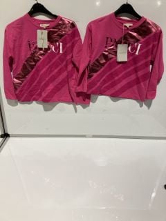 BOX OF PREMIUM DESIGNER APPAREL TO INCLUDE EMILIO PUCCI PINK LOGO T-SHIRT SIZE 10