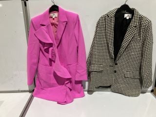 BOX OF PREMIUM DESIGNER APPAREL TO INCLUDE FOREVER UNIQUE PINK BLAZER SIZE 8