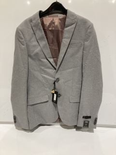 BOX OF PREMIUM DESIGNER APPAREL TO INCLUDE RIVER ISLAND GREY STRETCH SKINNY BLAZER SIZE 38L