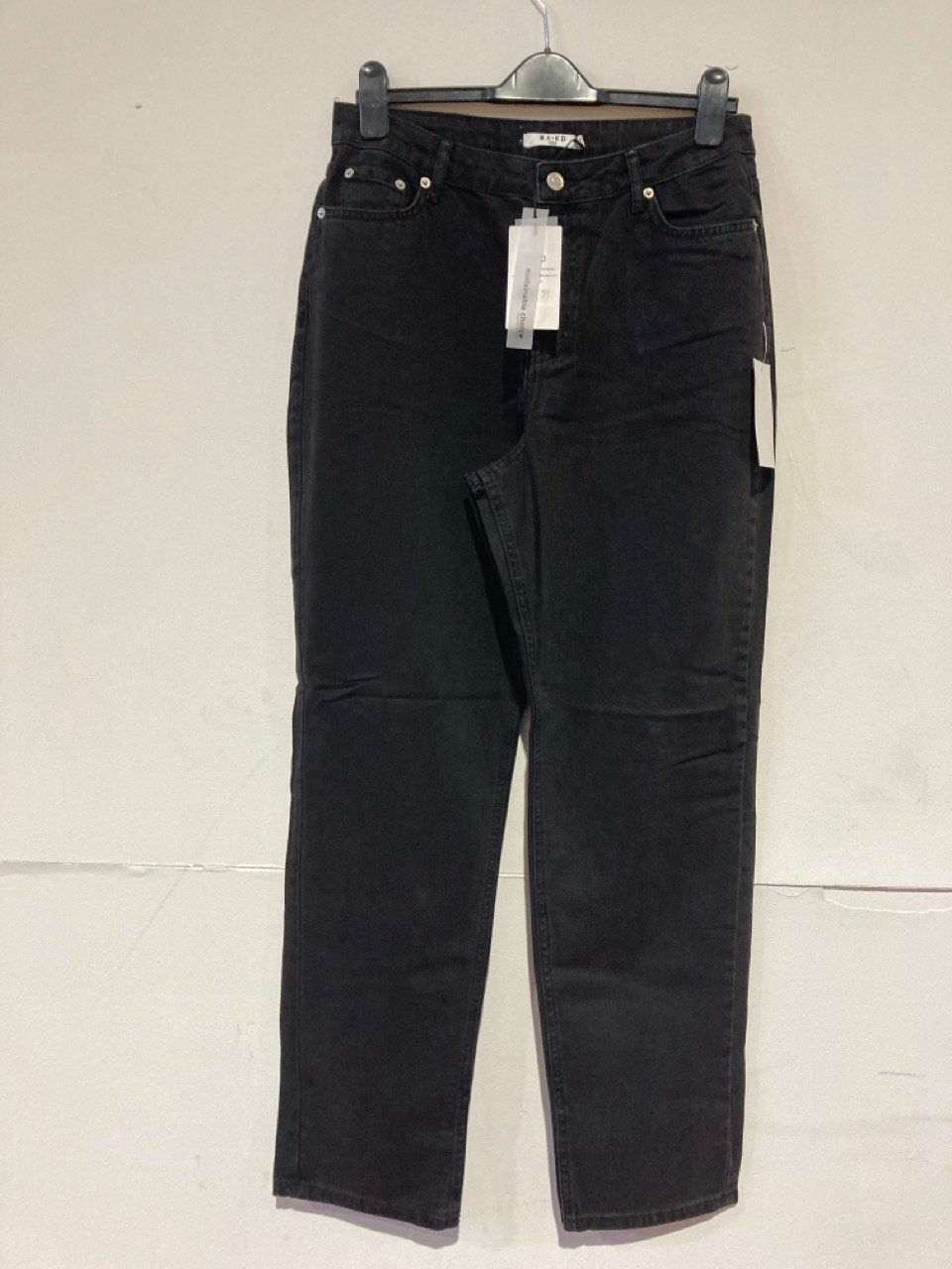 3X NA-KD HIGH WAIST SIDE SLIT DENIM  BLACK JEANS SIZE EU 40