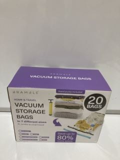 BOX OF ITEMS TO INCLUDE BRAMBLE HOME & TRAVEL VACUUM STORAGE BAGS IN 7G DIFFERENT SIZES