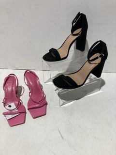 BOX OF PREMIUM DESIGNER APPAREL TO INCLUDE MANGO STRAPPY HEELED PINK SANDALS SIZE 36 RRP £20