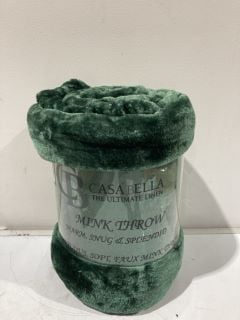 3 X ITEMS TO INCLUDE CASA BELLA FOREST GREEN MINK THROW 150M X 200CM