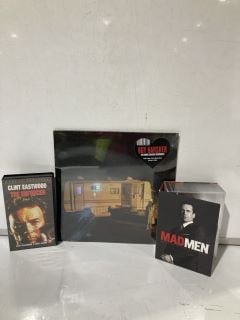 BOX OF CD'S AND DVD'S TO INCLUDE MAD MEN SEASON 1,2,3,4,5 & 6 18 + ID MAY BE REQUIRED