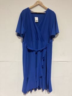 BOX OF PREMIUM DESIGNER APPAREL TO INCLUDE QUIZ NAVY SATIN PLEATED WRAP DRESS SIZE 12 RRP £35