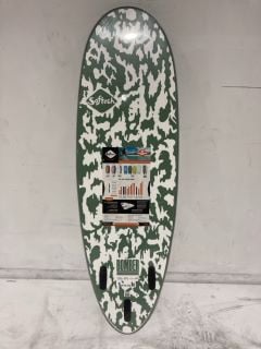 1 X SOFTECH BOMER SOFT SURFBOARD 5 FT 10 FCS II - SMOKE GREEN/WHITE RRP £374.95