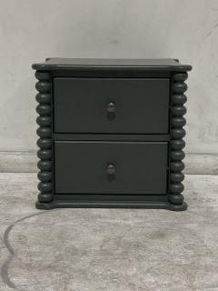 1 X BOBBIN 2 DRAWER BEDSIDE TABLE, GREEN RRP £250