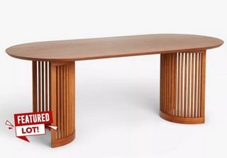 1 X TRESTLE 6 SEATER DINING TABLE, DARK OAK RRP £799