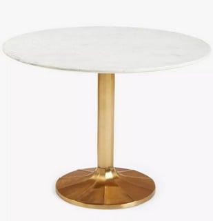 1 X JEWEL MARBLE 4 SEATER PEDESTAL DINING TABLE WHITE/GOLD