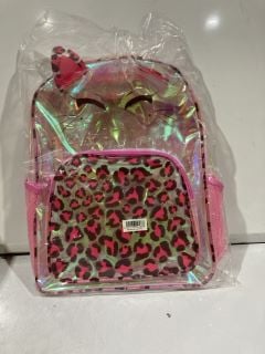 BOX OF CHILDRENS BAGS INCLUDING CARTOON CAT CLEAR BACKPACK